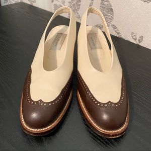 Fausto Santini Leather Wingtip Slingbacks